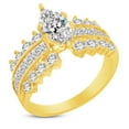 thumbnail image 3 of Solid 14k Yellow Gold Marquise Cut Wide Three Row Solitaire Engagement Ring CZ Cubic Zirconia (2.50cttw., 1.50ct. Center) , Size 7, 3 of 7