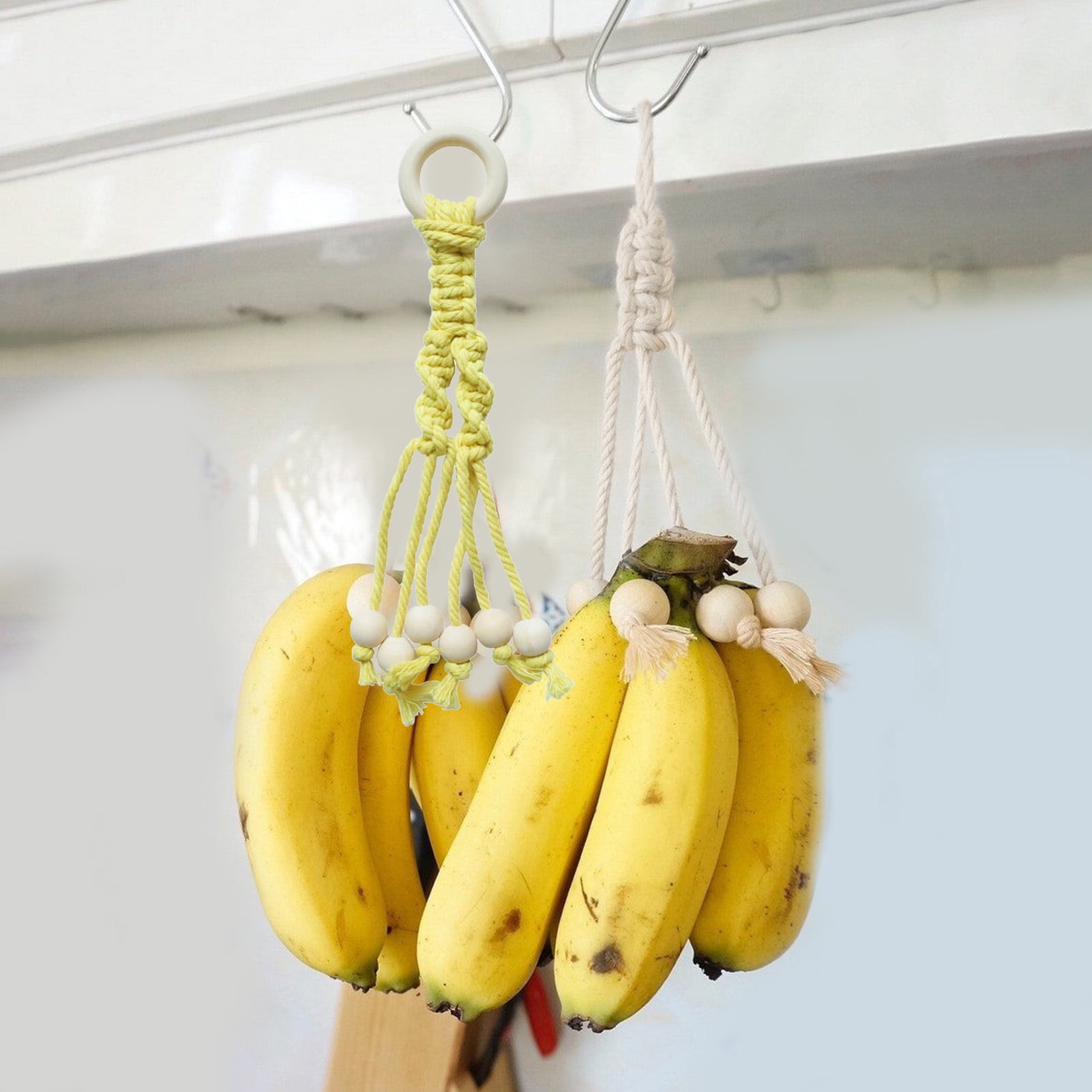 Wanwan Fruit Holder High Durability Eco-friendly Space-saving Convenient  Multipurpose Hang-Bananas Lightweight Fruit Banana Hanger DIY Cotton Rope 