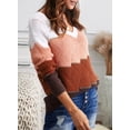 thumbnail image 6 of Asyoly Women's Stripe Pullover Sweater Deep V Neck Long Sleeve Color Block Loose Knit Jumper Casual Lightweight Tops, 6 of 6