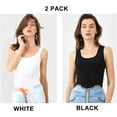thumbnail image 2 of Charmo 2-Pack Cotton Tank Tops for Womens with Shelf Bra Racerback Yoga Camisole Workout Undershirts, 2 of 7