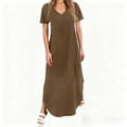 thumbnail image 3 of 2026 Women's Casual Short Sleeve Maxi Dresses Spring Summer V Neck Loose Fit Long Dress with Side Slit, 3 of 6