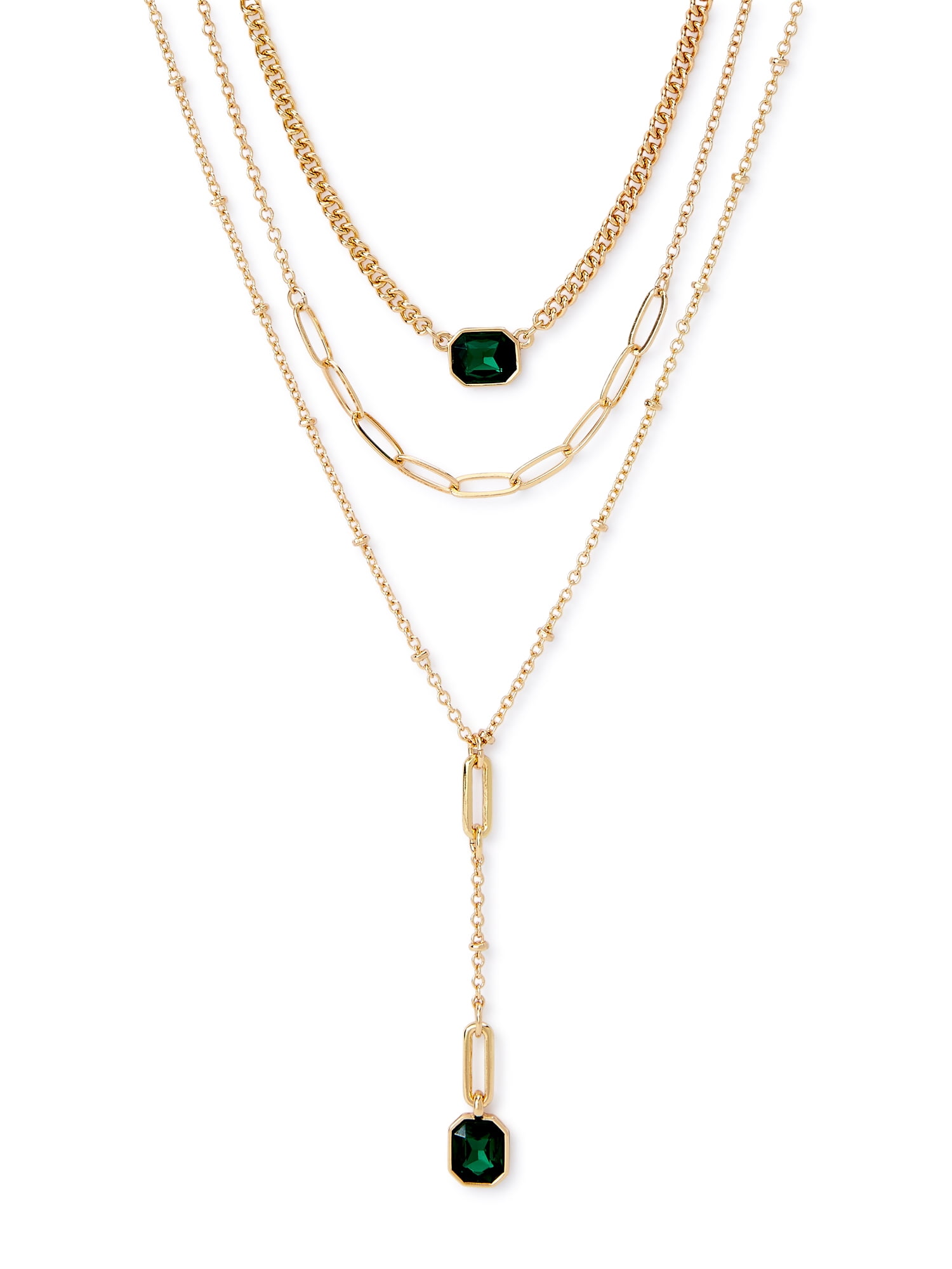 Sofia Jewelry by Sofia Vergara Women's Gold-Tone Green Stone Pendant Y Necklace
