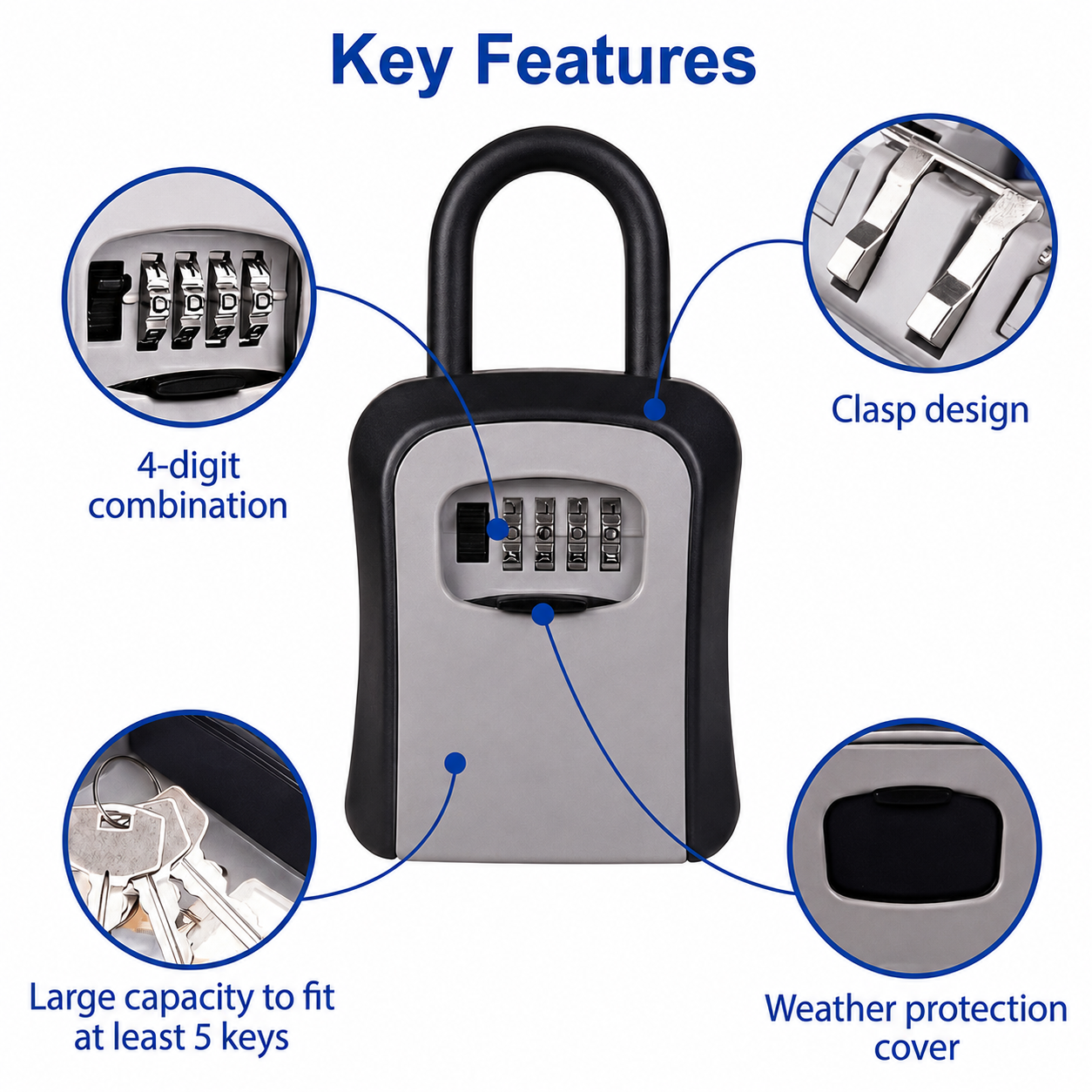 Koymisku Key Lock Box Weatherproof Combination Lockbox photo 7