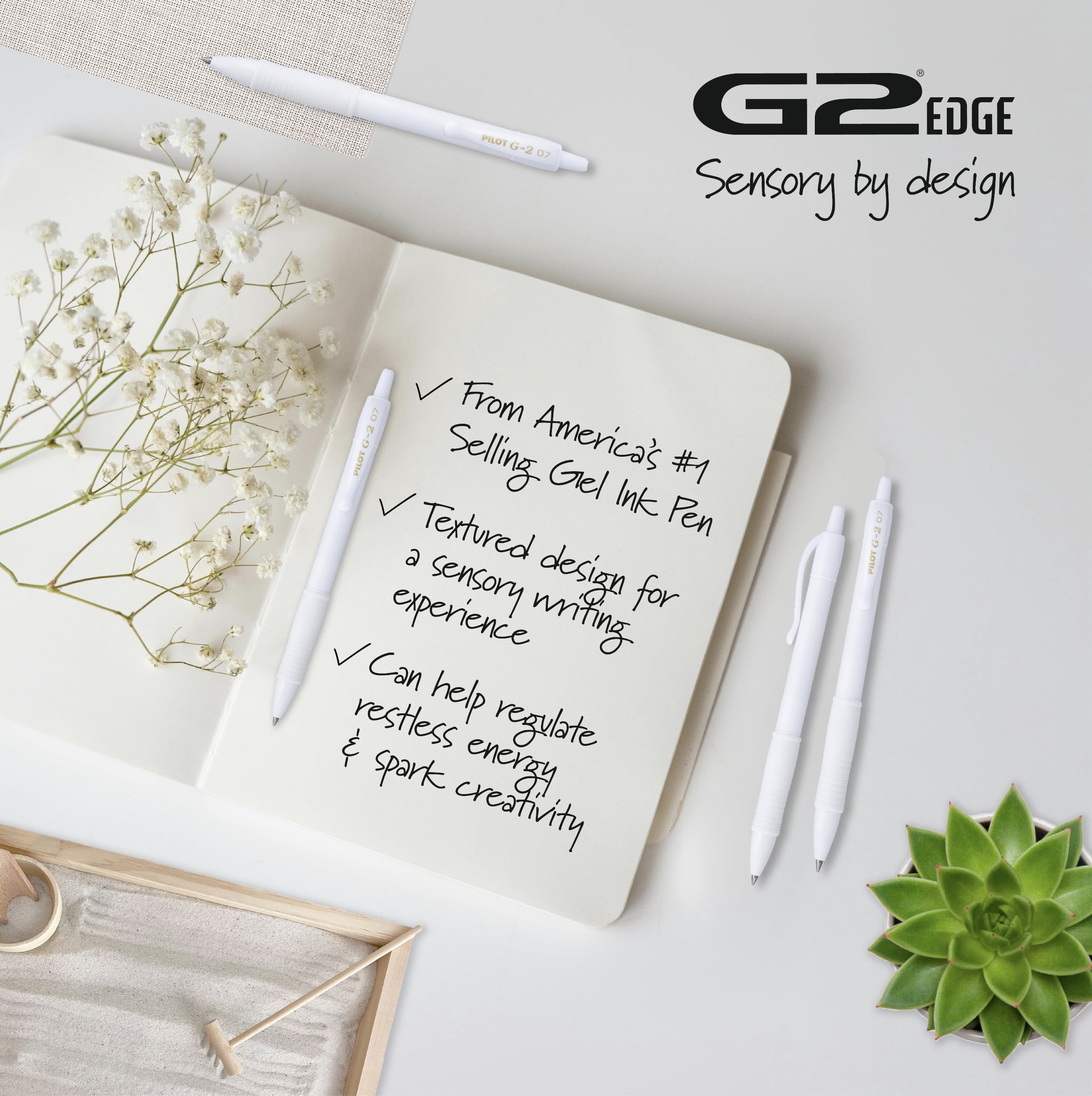 Pilot G2 Premium Retractable Gel Ink Pens, Fine Point, Black Ink, Edge White 5 Count