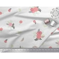 thumbnail image 2 of Soimoi Tissu Voile de Coton Blanc Imprimé Feuilles & Roses Floral au Mètre 56 Pouces de Large, 2 of 3
