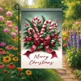 thumbnail image 4 of Christmas Candy Cane Garden Flag 12x18 Inch Winter Red Bow and Berries Design Outdoor Holiday Yard Banner Double Sided Winter House Flag Festive Garden Decoration Seasonal Home Decor, 4 of 6