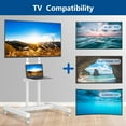 thumbnail image 2 of RTVR Rolling TV Stand on Wheels for 32-83 inch Flat Screens up to 110lbs, Portable Mobile TV Stand Height Adjustable Shelf, White, 2 of 11