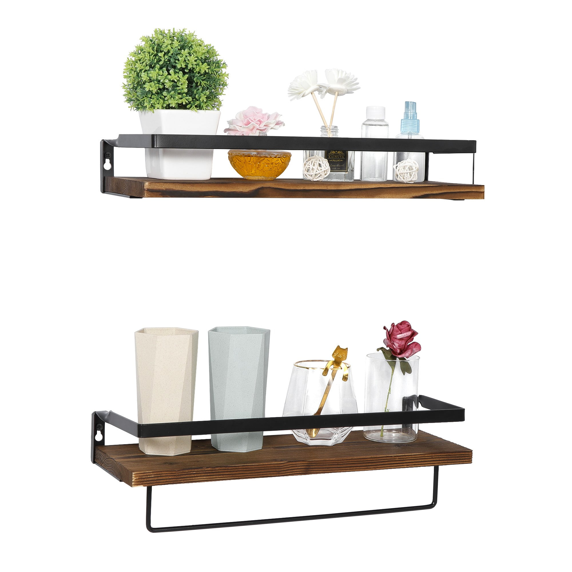 Zenstyle Metal Wood Floating Shelves 2, Detachable Wall Shelves