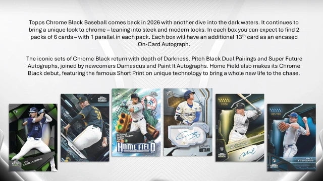 2026 Topps Chrome Black Baseball Factory Sealed Hobby Box