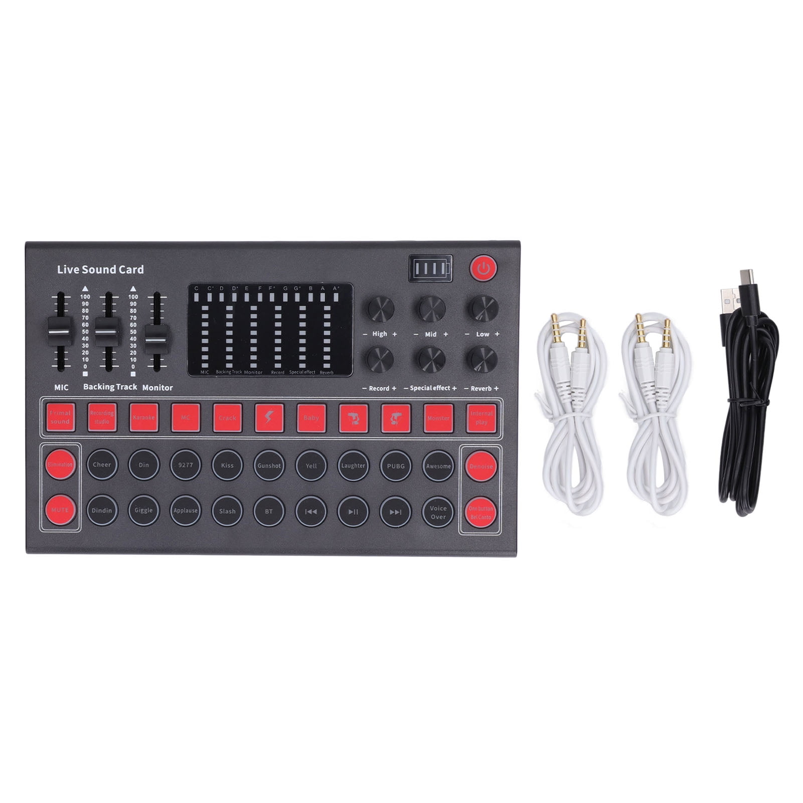 Live Soundboard, ABS Noise Reduction Dual Channel Voice Changer Sound Board With Battery For