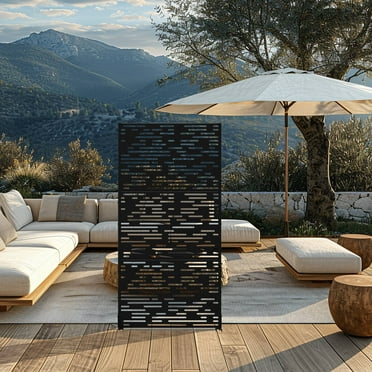 Lirago 72" × 36" Outdoor Privacy Screen Decorative Screen Metal Panel Freestanding Room Divider, New