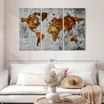 thumbnail image 2 of Elephant Stock Antique Bronze World Map Wall Art - Horizontal Multi Panel Canvas - Living Room Wall Decor - Map Multi Panel - Brown And Gray Decor - 50" x 32", 2 of 8