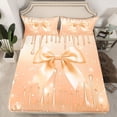thumbnail image 2 of Feelyou Kawaii Bowknot Orange Bed Sheets, Fashion Sequin Print King Sheets, Teens Kids Girls Women Sheet Set, Microfiber Bedroom Decor, 4-Piece, 2 of 7