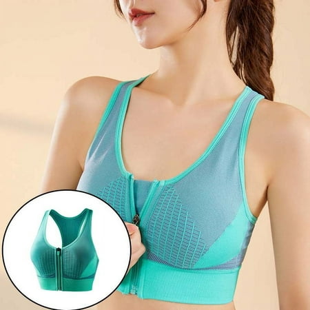 Beauty Care Up To 50% Off Tozuoyouz Contrast Color High-Strength Shockproof Front Zipper Sports Bra  Racerback  Running Bra  Tank Top  Seamless Sports Bra Mint Green Xl