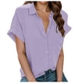 thumbnail image 3 of Kcolen Womens Blouses Dressy Summer Short Sleeve Pullovers Womens Summer Tops Cap Sleeve Solid Color Drop Shoulder Oversized Comfy Spring Fashion Clothes Vacation Outfits,Beige, 3 of 6