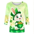 thumbnail image 5 of Craaazy Women's St. Patrick's Day Printed T-shirt Fashion 3/4 Sleeves Blouse Round Neck Casual Tops Gifts, 5 of 5