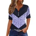 thumbnail image 1 of Blouse Décontractée Imprimée à Manches Courtes et Col en V pour Femmes, Vente de Week-End, 1 of 5