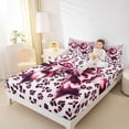 thumbnail image 4 of Feelyou Bling Bow-tie Queen Sheet Sets, Pink Fashion Leopard Print Bed Set, 4 Pieces, 4 of 7