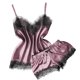 thumbnail image 2 of Conjunto de pijama sexy de seda para mujer: camisola y pantalones cortos de satén, tirantes ajustables con cuello en V, lencería para dormir y ocasiones especiales, tejido con mezcla de spandex, 2 of 6