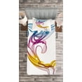 thumbnail image 3 of Ambesonne Abstract Art Quilted Bedspread Set 2 Pcs, Aquatic Dolphin, Twin Size, Multicolor, 3 of 3