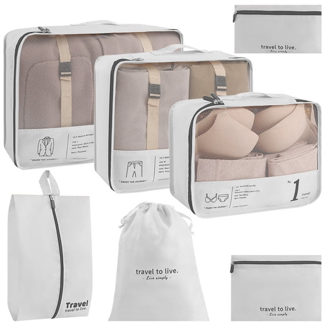 7-Piece Travel Packing Cubes Set, Luggage Organizers with Labels