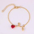 thumbnail image 4 of Rose Flower Bracelet for Women Red Rose Chain Bracelet Charm Romantic Flower Bracelet Link Fashion Valentine's Day Lover Couple Jewelry Gifts, 4 of 14