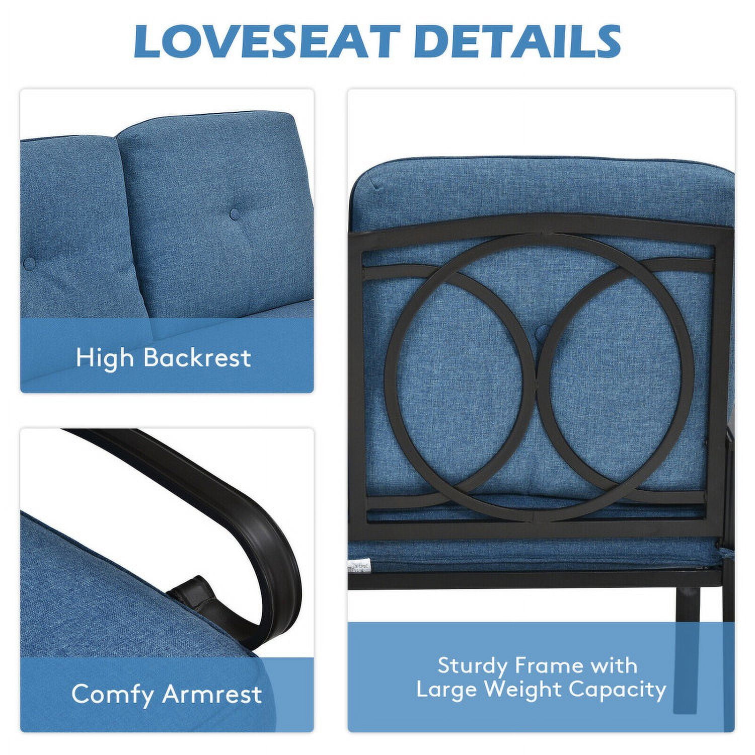 Aimee Lii 2 Pieces Outdoor Patio Furniture Set for Backyard and Poolside, Patio Conversation Sets, Blue