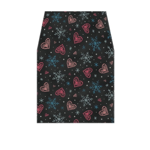 FYTPOV Black Table Runner, Valentines Day Decorations, Hearts Snowflakes Table Runner for Wedding Party, Christmas Runner for Table Home Decor, 13x47 inch