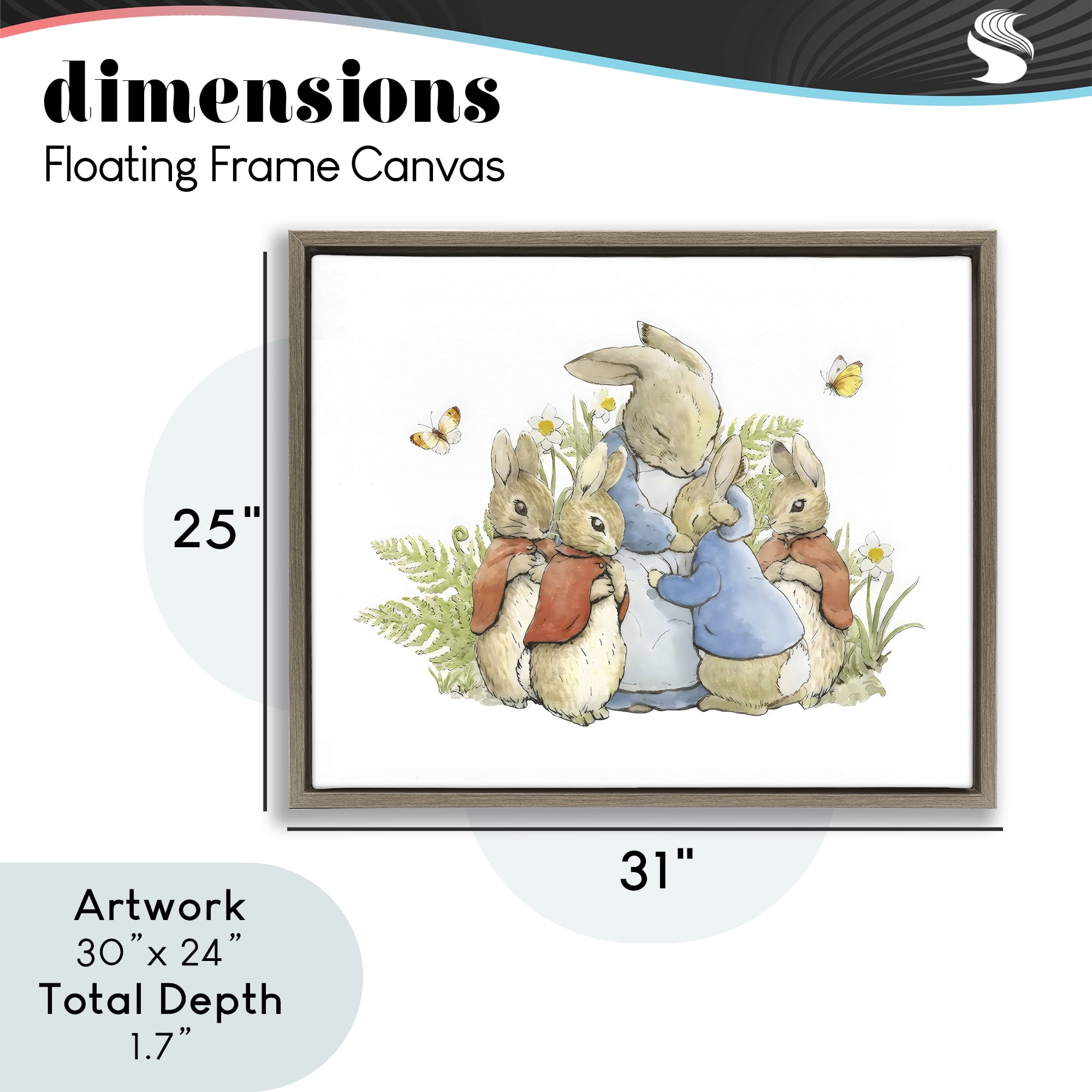 Stupell Industries Hugging Mother Rabbit Brown Framed Floater Canvas Wall Art, design by Arlington Prints