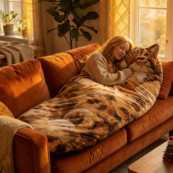 Cat Pattern Sleeping Bag Adult, Adorable Cat Envelope Sleeping Bag, Soft Sleeping Bags Plush Cat Envelope Washable Warm Blanket for Home Travel Camping Sleepovers