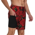 thumbnail image 3 of Goofa Rose Flowers Printed Men's Swim Trunks Board Shorts Quick Dry Mens Swimming Trunks with Compression Liner,Breathable Fit Hawaii Beach Shorts-XX-Large, 3 of 9