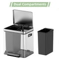 thumbnail image 4 of Trash Can, 8-Gallon Garbage Can for Kitchen, Stainless Steel Double Trash Can with Lid and Foot Pedal, Double-Compartment Sorting Bin with Removable Inner Bin, 4 of 7