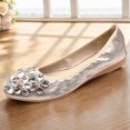 thumbnail image 3 of Zapatos de bailarina de flores para mujer punta estrecha suela suave para boda, 3 of 9