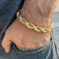 thumbnail image 2 of Men's 14k Gold Plated Twisted Rope Chain Bracelet Hip Hop Jewelry 9"inch  x 10MM Thick, 2 of 6