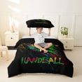 thumbnail image 2 of Castle Fairy Handball Print Twin Duvet Cover, Gradient Watercolor Splash Twin Bedding, Black Green Yellow,Black Reversible,2pcs,1 Duvet Cover and 1 Pillowcase, 2 of 6