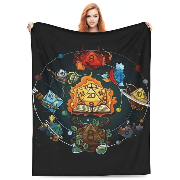 DND Dungeons And Dragons Bed Blanket Super Soft Fleece Throw Blanket Lightweight Warm Cozy Cartoon Blankets Gifts for Kids Adults 40"x30"