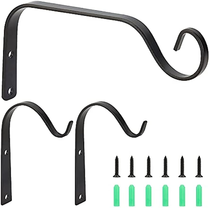3sets Black Iron Plant Hangers Hooks Iron Wall Hanging Bracket Plant Hooks HeavyDuty Metal