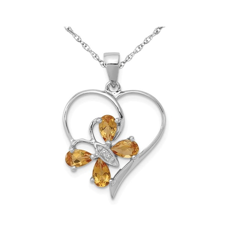 2/3 Carat (ctw) Citrine Butterfly Heart 