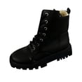 thumbnail image 3 of Taqqpue Women's Ankle Boots Round Toe Thick Sole Side Zipper Lace Up Mid Heel Comfortable Booties for Women Size 5.5-10.5 Fashion Dress Shoes Fall Winter Footwear Casual Walking Daily, 3 of 10