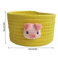 thumbnail image 5 of Small Storage Baskets for Organizing,Cotton Rope Basket for Dog Toys, Books,3.54x5.9" Small Woven Baskets,Flower Mini Woven Basket Round Cotton Rope Basket Small Storage Shallow Basket,Yellow Pig, 5 of 8