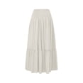 thumbnail image 6 of GJSYRH Women's Summer Casual Elegant Smock Layered Tiered Maxi Skirt High Waisted A Line Flowy Long Skirts with Pockets White L, 6 of 7