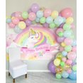 thumbnail image 2 of Fondo de cumpleaños de unicornio, fondo de fotografía de unicornio con nube de arcoíris rosa, fondo de fiesta de cumpleaños con temática de unicornio de algodón, 2 of 3