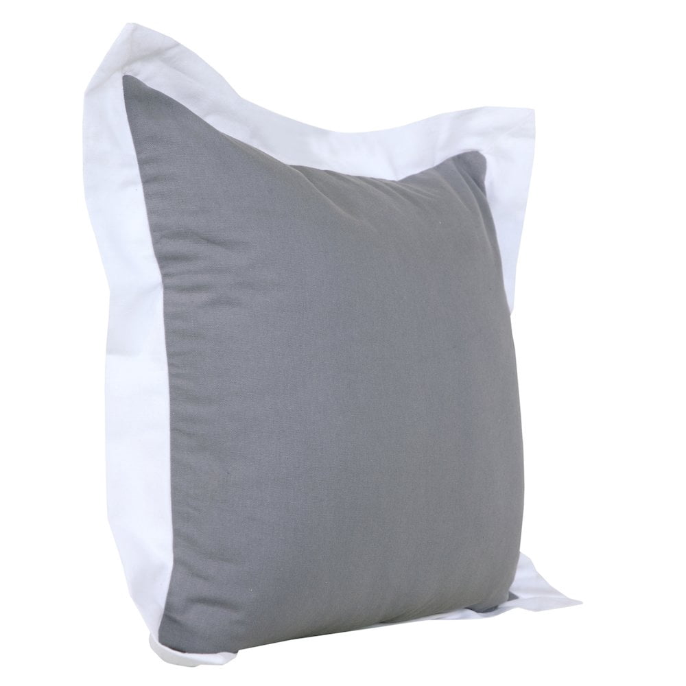 Laddha Home Designs Handwoven Color Block Cotton Throw Pillow Cover - 20" - Gray and White