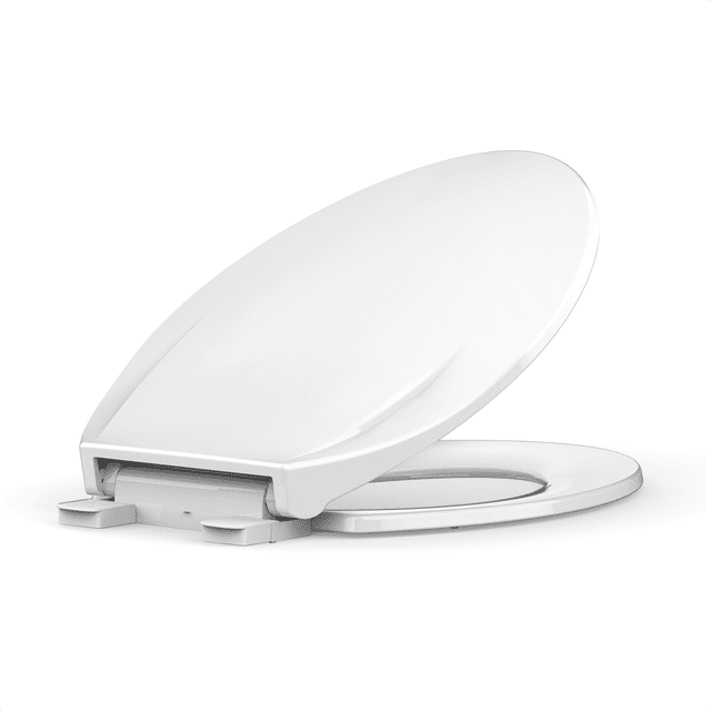 Toilet Seat – White Elongated with Slow Close Lid – Stain-Resistant, Easy Clean – Plastic – Quick-Release Hinges & Quick-Attach Hardware