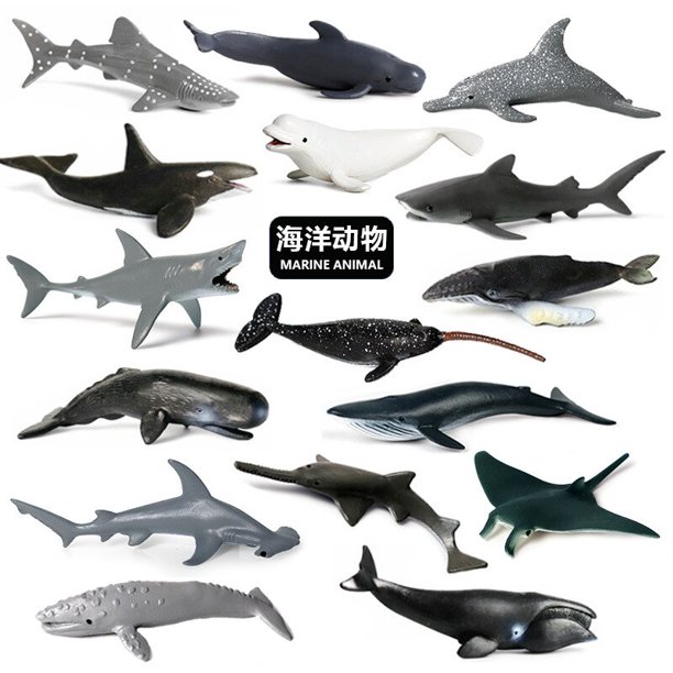 Oceans World Fishes Aquarium Miniature Decor Fish Tank Accessories Sea Animal Model Humpback Whale Hammerhead Shark Dolphin ToysT2 He Qiyong unisex