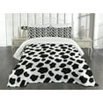 thumbnail image 3 of Ambesonne Cow Print Quilted Bedspread Set 3 Pcs, Cow Skin with Spots, Queen Size, White Black, 3 of 5