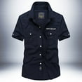 thumbnail image 3 of Men's Short Sleeve Shirt Washed Cotton Military Loose Large Size Outdoor Tooling Shirt Trend, 3 of 4