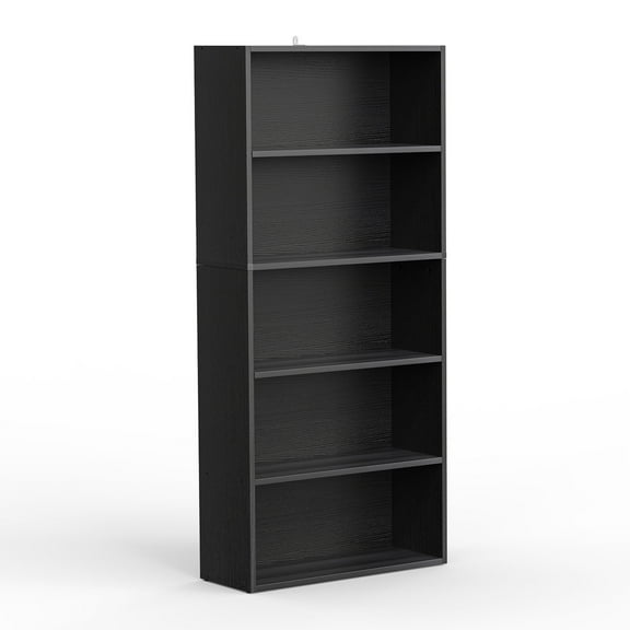 MCQ 5 Tiers Bookcase, 53 Inch Large Storage Tall Standing Bookshelf with Adjustable Shelves for Home Office, Living Room, Bed Room, Black