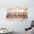 thumbnail image 2 of Ambesonne Cat Tapestry Wall Hanging, Kawaii Kitty Guitarists Band, 60"x40", Grey Orange and Pale Tan, 2 of 3