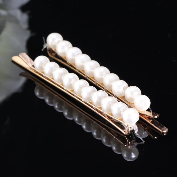 ULTNICE 2Set Pearl Hairpin for Women with Hair Grip in Golden Alloy